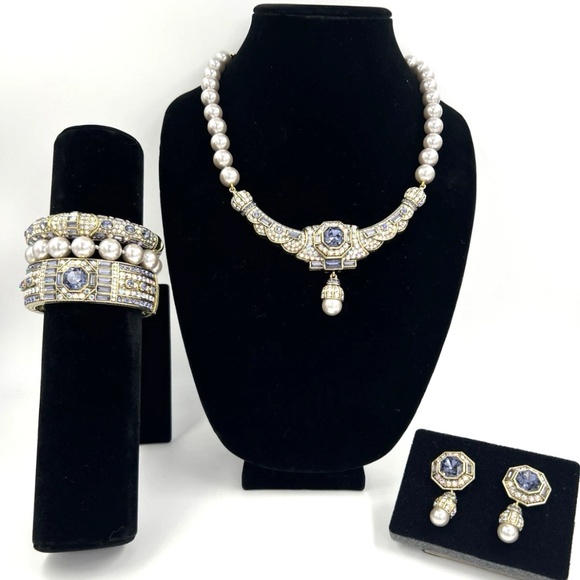 Heidi Daus "Lavish Layers" 6 PIECE SET Necklace, 3 Bracelet, Earrings, Ring - Picture 1 of 16